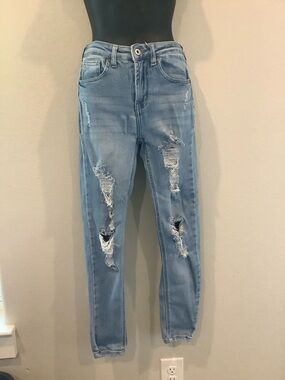 Wax Jean Light Blue Distressed Skinny Jeans